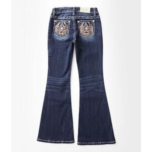 Miss Me Girls Mid-Rise Flare Stretch Jeans Horse Shoe Star